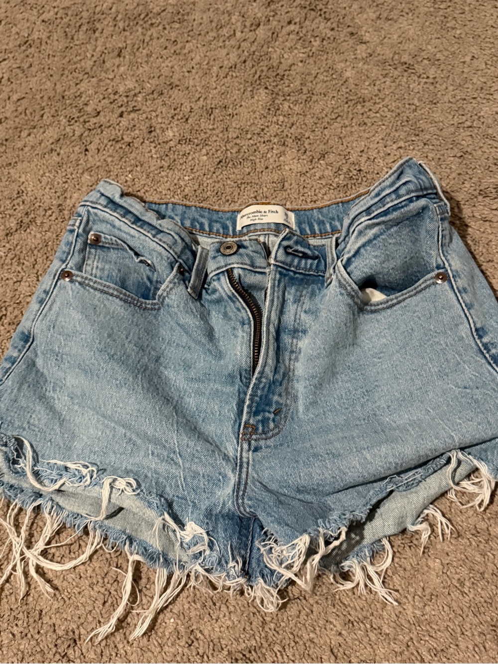 Abercrombie & Fitch Light Wash High-Rise Mom Short Denim Shorts